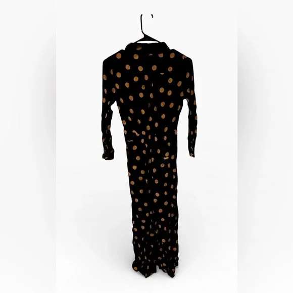 ANTHROPOLOGIE Loveland Wide-Leg Jumpsuit Women's Size US 4 Black Polka - Picture 6 of 7